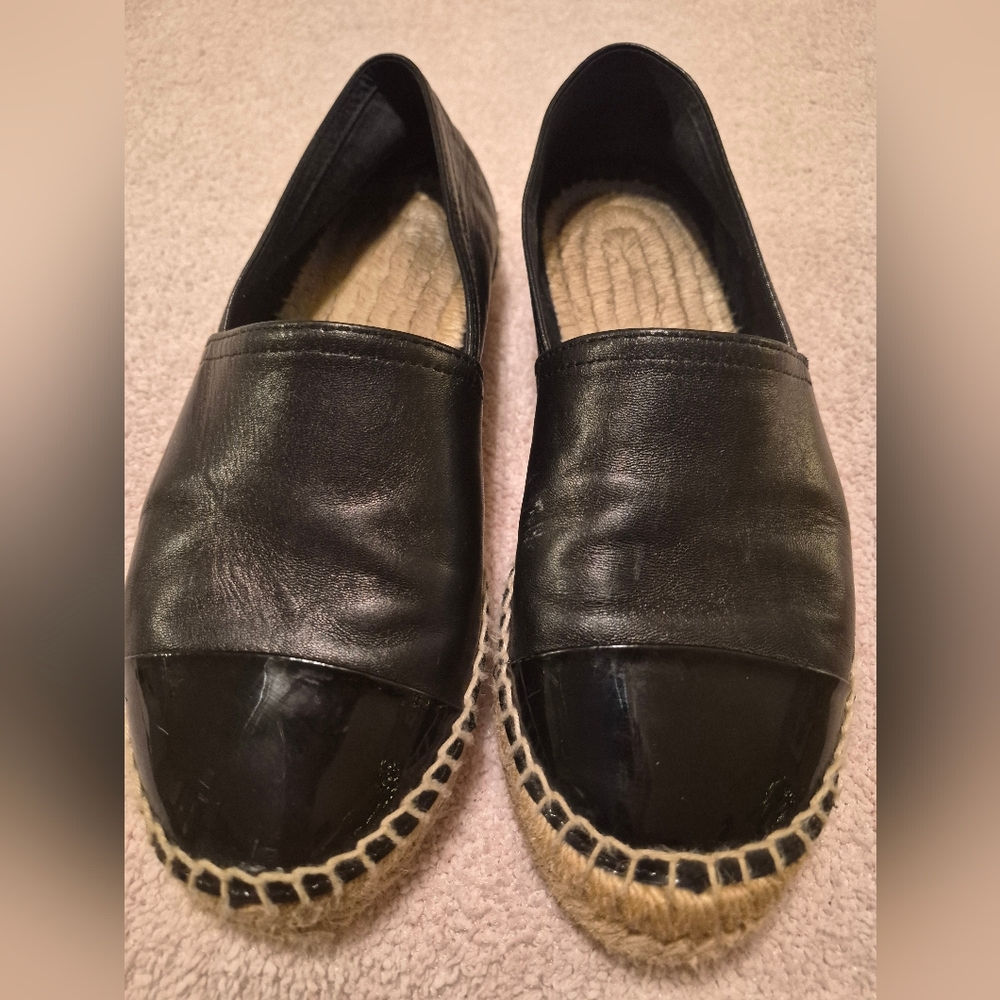 ALDO Cone-97 Black Leather Espadrilles Women’s Size 7